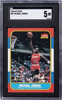 1986-87 Fleer #57 Michael Jordan Rookie Card - SGC EX 5